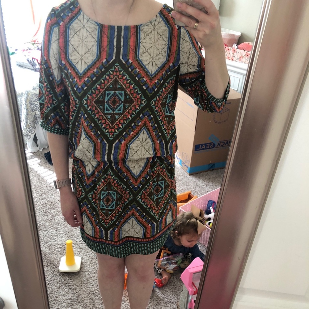Multicolored 3/4 sleeved dress
